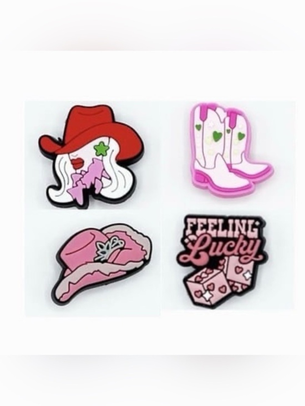 Cowgirl Shoe Charms Pink Western Hats Boots For Croc Shoes